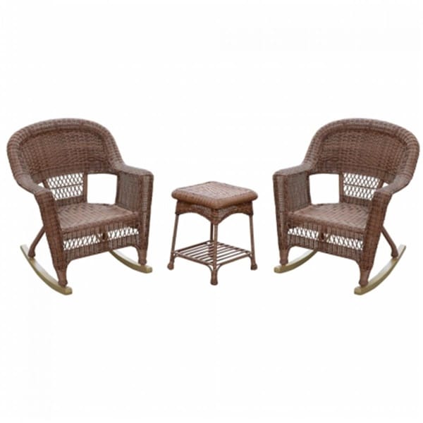 Jeco Santa Maria White Rocker Wicker Chair Set with Cushions- Red - 3 Piece W00209_2-RCES018 - main